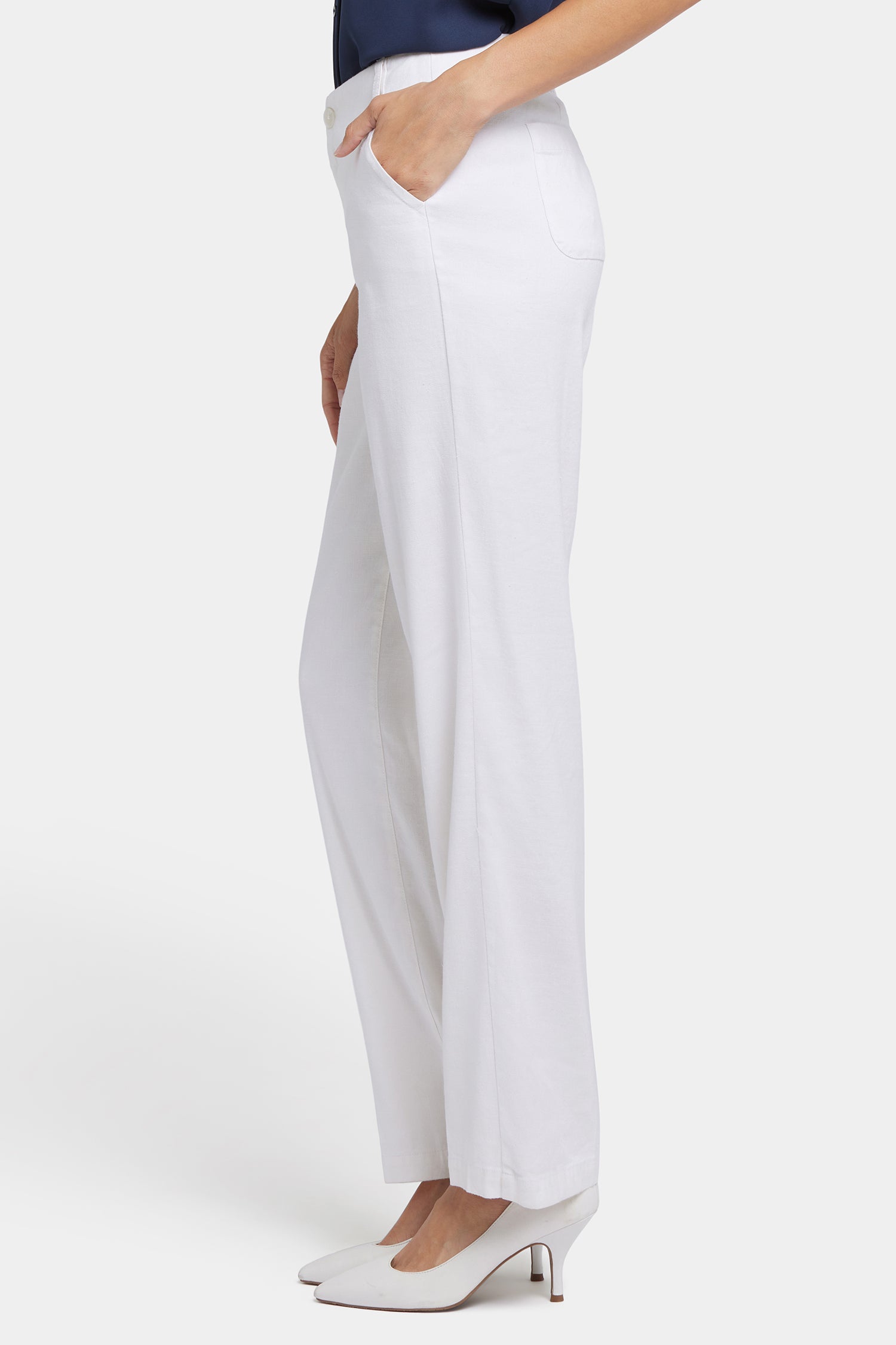 Marilyn Straight Pants In Stretch Linen - Optic White White | NYDJ