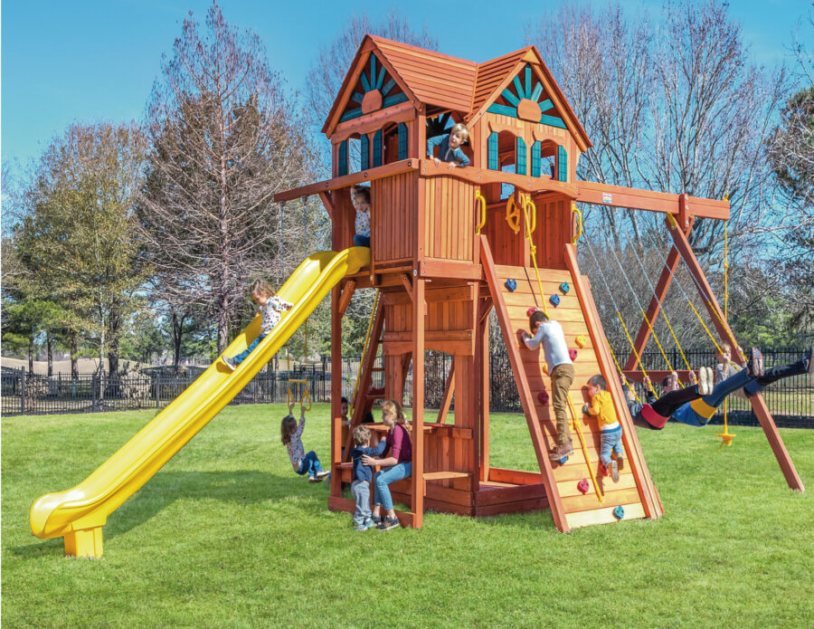 7.4 MegaDeck Fort: Wood Roof, Treehouse Panels, Scoop Slide