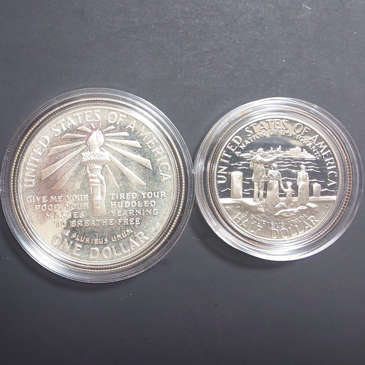 1986年アメリカ銀貨 自由の女神 リバティ1ドル記念銀貨＋ハーフダラー