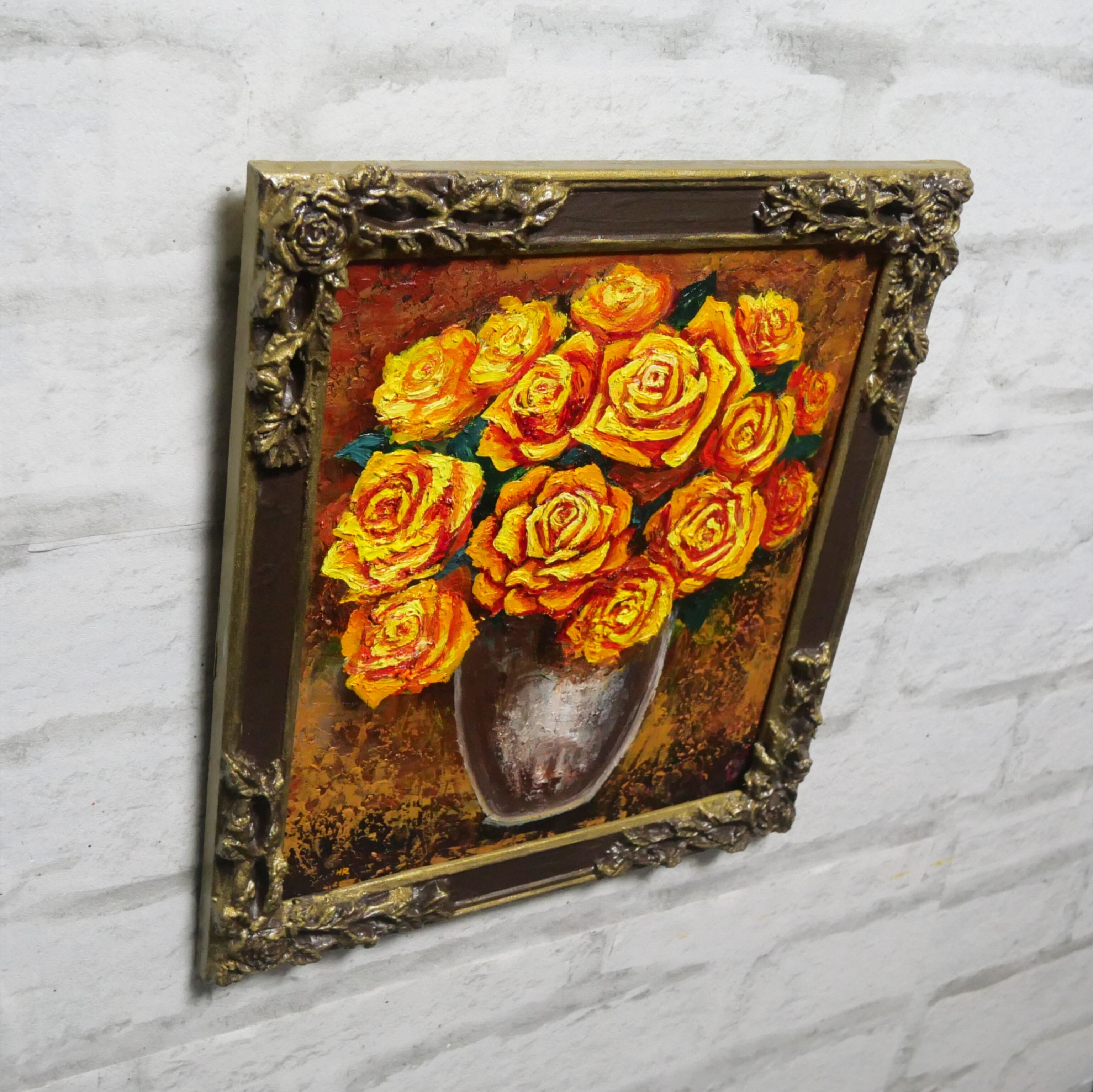 油絵 油彩 油彩画 絵 絵画 絵【黄色い薔薇】 | HIROSHI1990