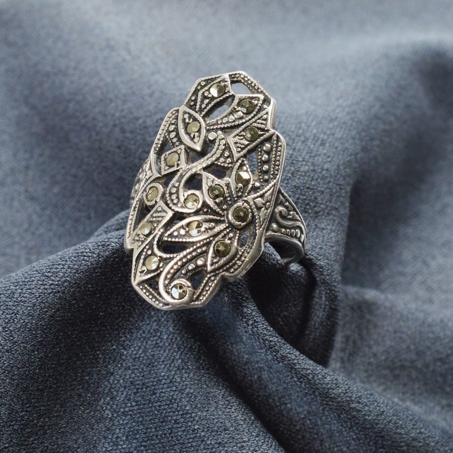 ヴィンテージ マーカサイトのシルバーリング (R506) | アンティーク