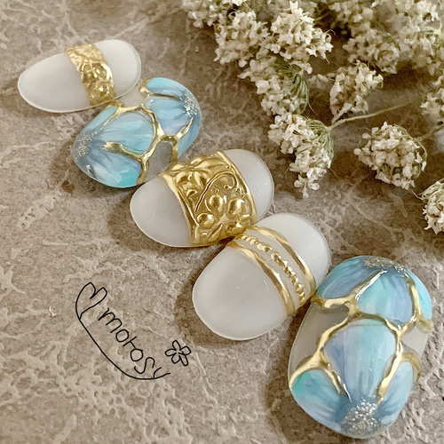 MOROSY191☆ハワイアンジュエリー 夏ネイル 夏 花 メタリック