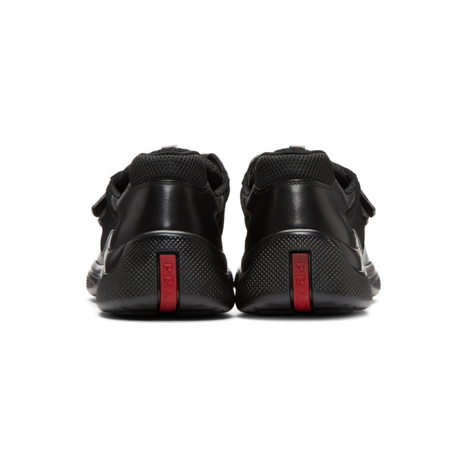 Prada Black Mesh and Leather Velcro Sneakers Prada