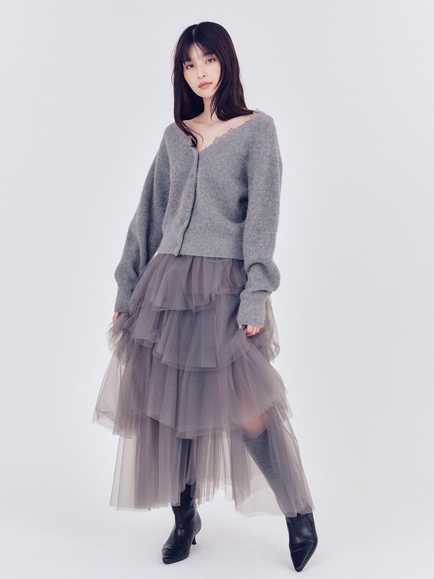 チュールアシメティアードスカート(ロングスカート)｜スカート｜FRAY