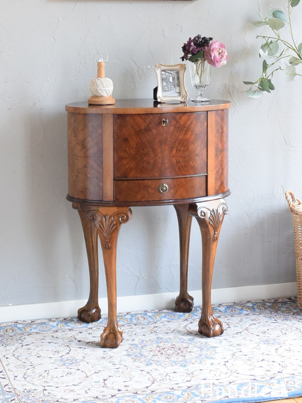 アンティークのキレイな英国家具、マホガニー材のコールボックス(j