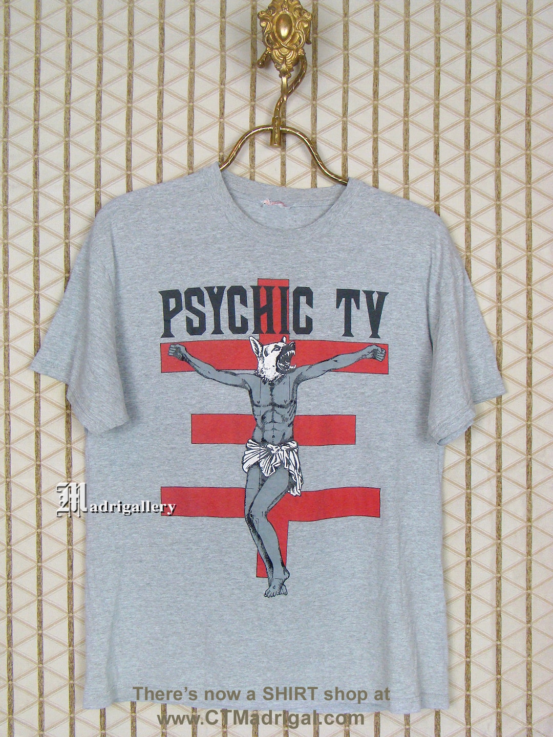 Psychic TV T-shirt, Vintage Rare Shirt Heather Gray Throbbing