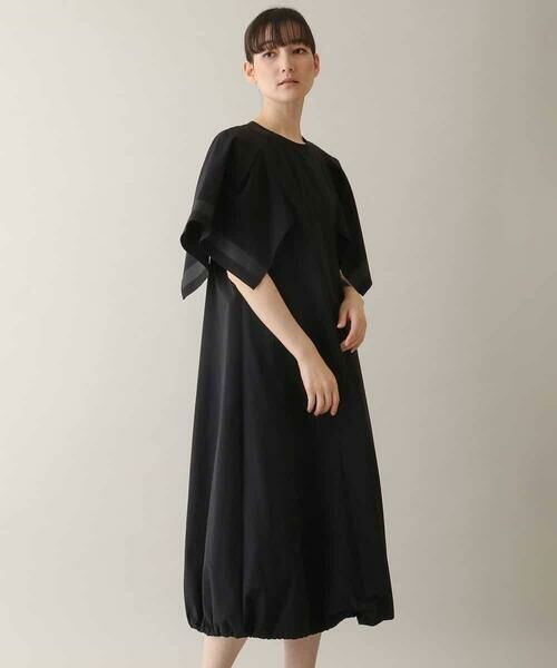 セール】 ラッフル袖タフタワンピース /洗える （ロング・マキシ丈