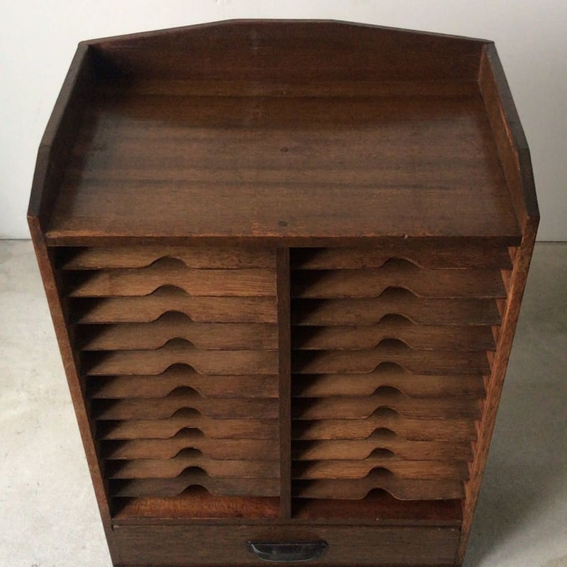 アンティーク カルテ棚24段 ＋ 引き出し1杯 昭和 戦前ヴィンテージ家具