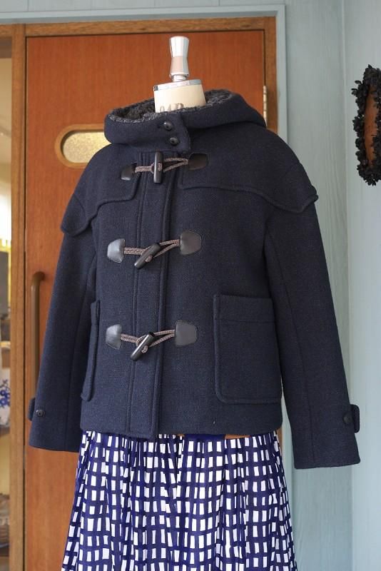 ミナペルホネン nordic moss ダッフルコート ショート丈 (ネイビー/38