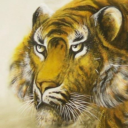 掛け軸 猛虎 (堀江玉鳳) 【掛軸】【一間床】【虎】 : 掛け軸・絵画の