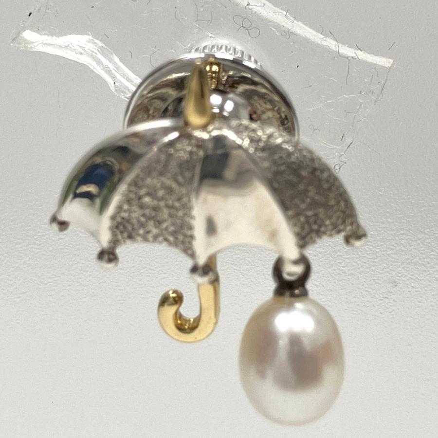 MIKIMOTO（ミキモト） ピンブローチ パール 傘モチーフ シルバー
