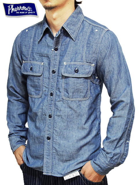 Pherrow's（フェローズ） 】 シャンブレーワークシャツ [ BLUE