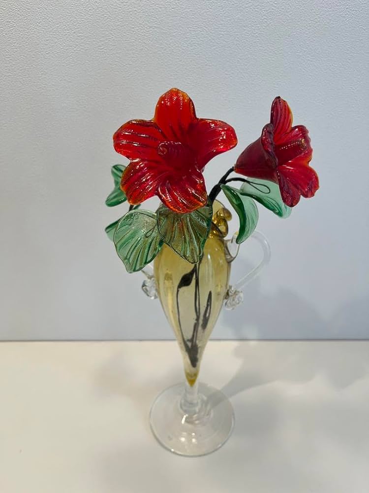 Amazon.co.jp: ノーブランド品琉球ガラス花瓶ガラス花ハイビスカス