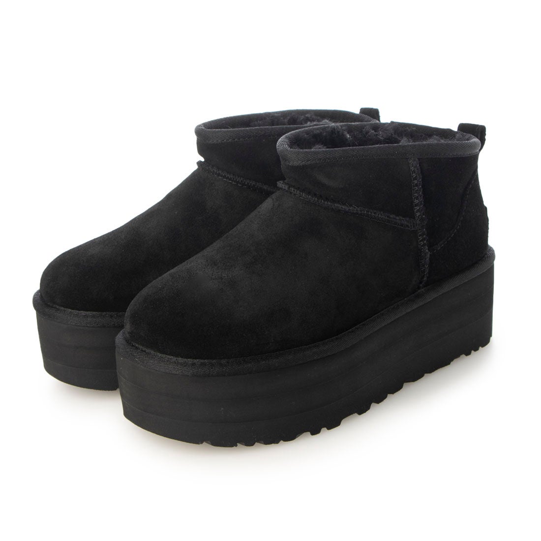 アグ UGG CLASSIC ULTRA MINI PLATFORM 厚底ムートンブーツ （ブラック