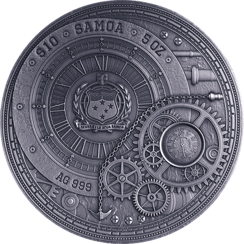 サモア 2025年 ヘルメスの杖 カドゥケウス 5ドル金メッキ銀貨エナメル