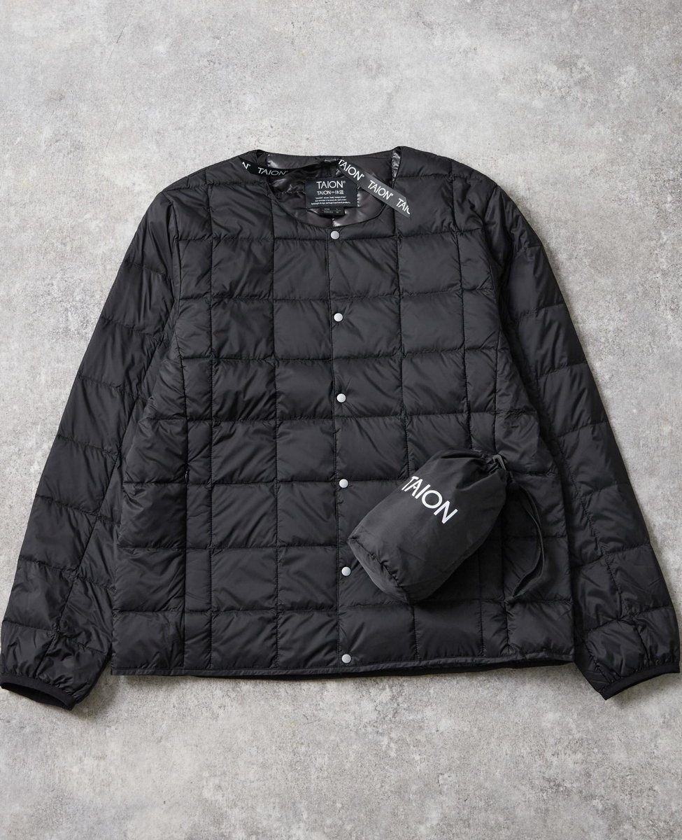 TAION/タイオン】ベーシック クルーネックボタン インナーダウン