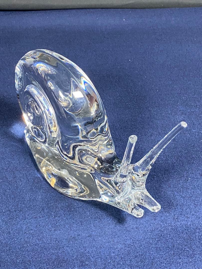 5057■Daum ドーム クリスタル カタツムリ オブジェ 共箱付