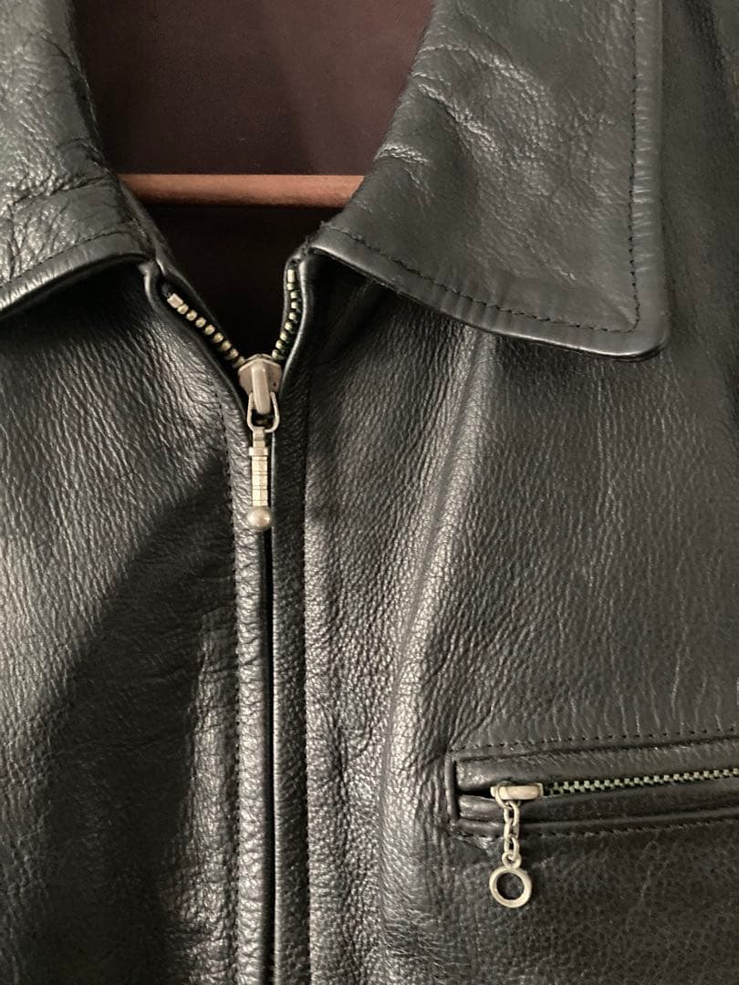 ブラック シングルライダースジャケット 5351プールオム