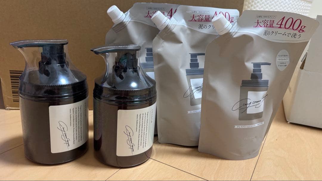 クリームシャンプー 400g ポンプ式 2本、詰め替え2つセット
