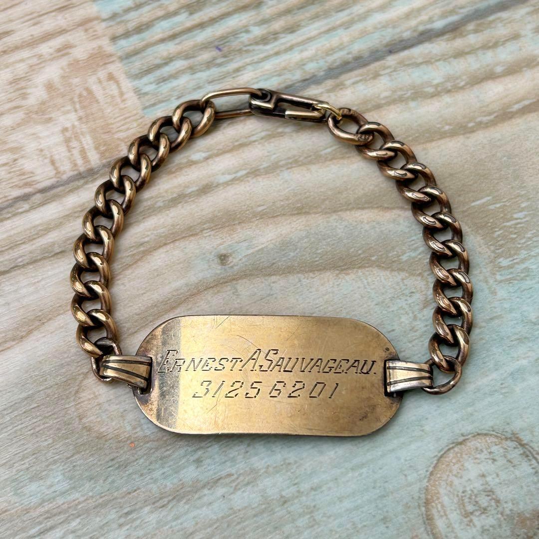 希少 US ARMY 陸軍 IDブレスレット 10K 金張り 約17cm