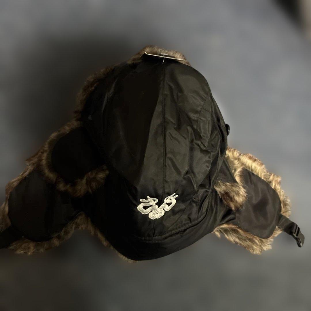 knosis newhatian 黒 ナイロンジャケット ファー付き