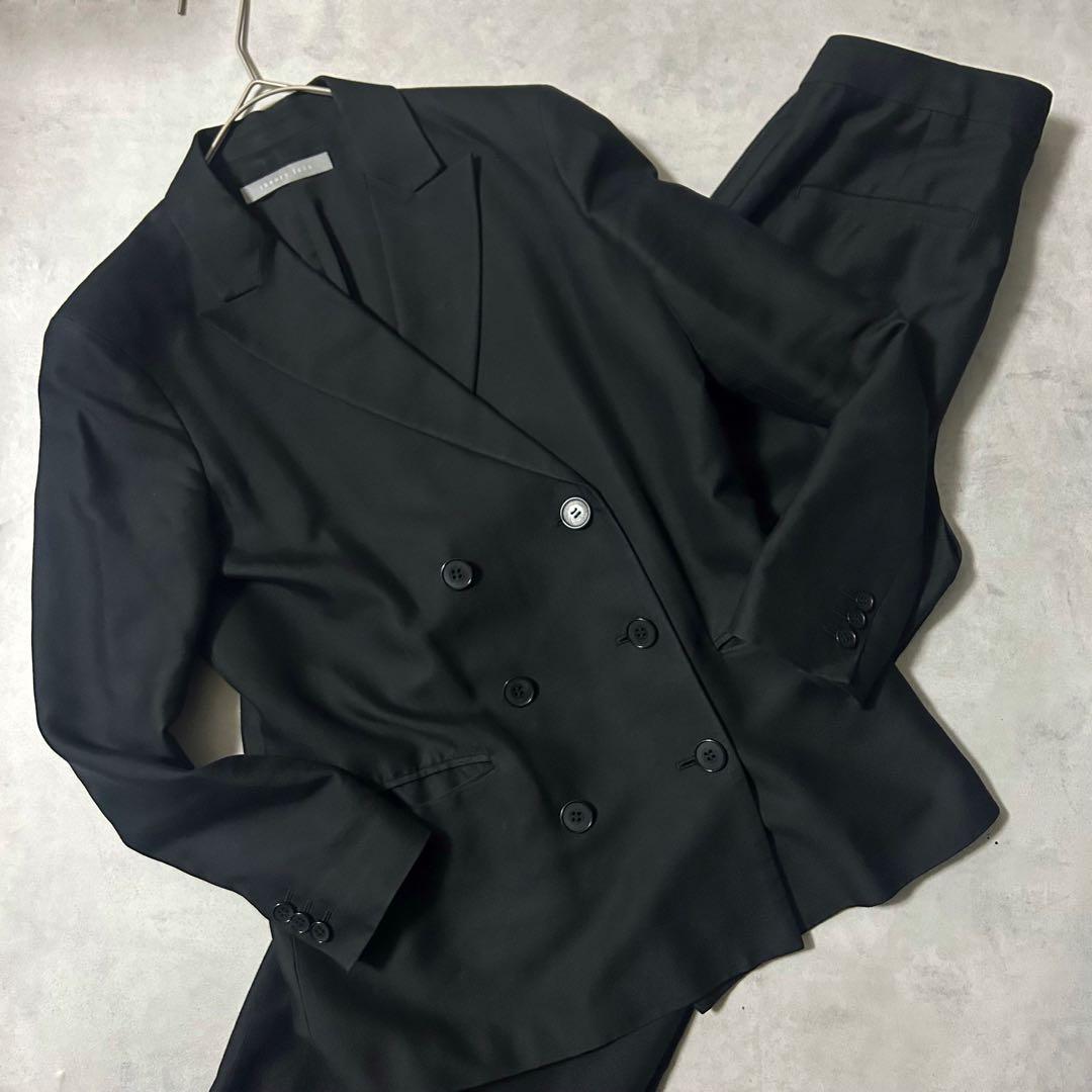 セオリーリュクス スーツ セットアップ ワイドパンツ ダブル 黒 カジュアル