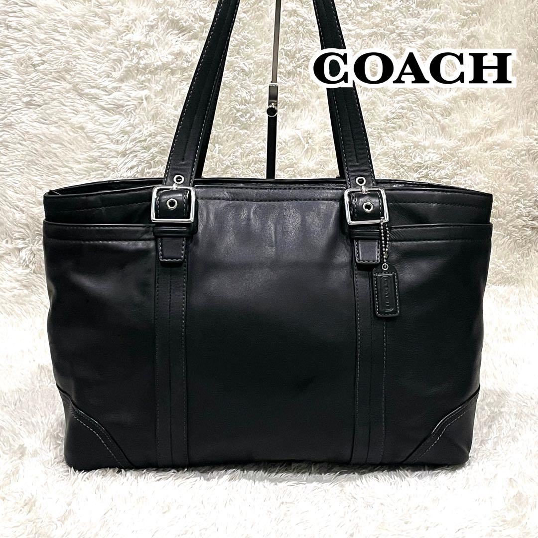 美品✨COACH コーチ メンズ ビジネス トートバッグ ブラック レザー COACH（コーチ） トートバッグ メンズ ショルダーバッグ 2way 斜めがけ