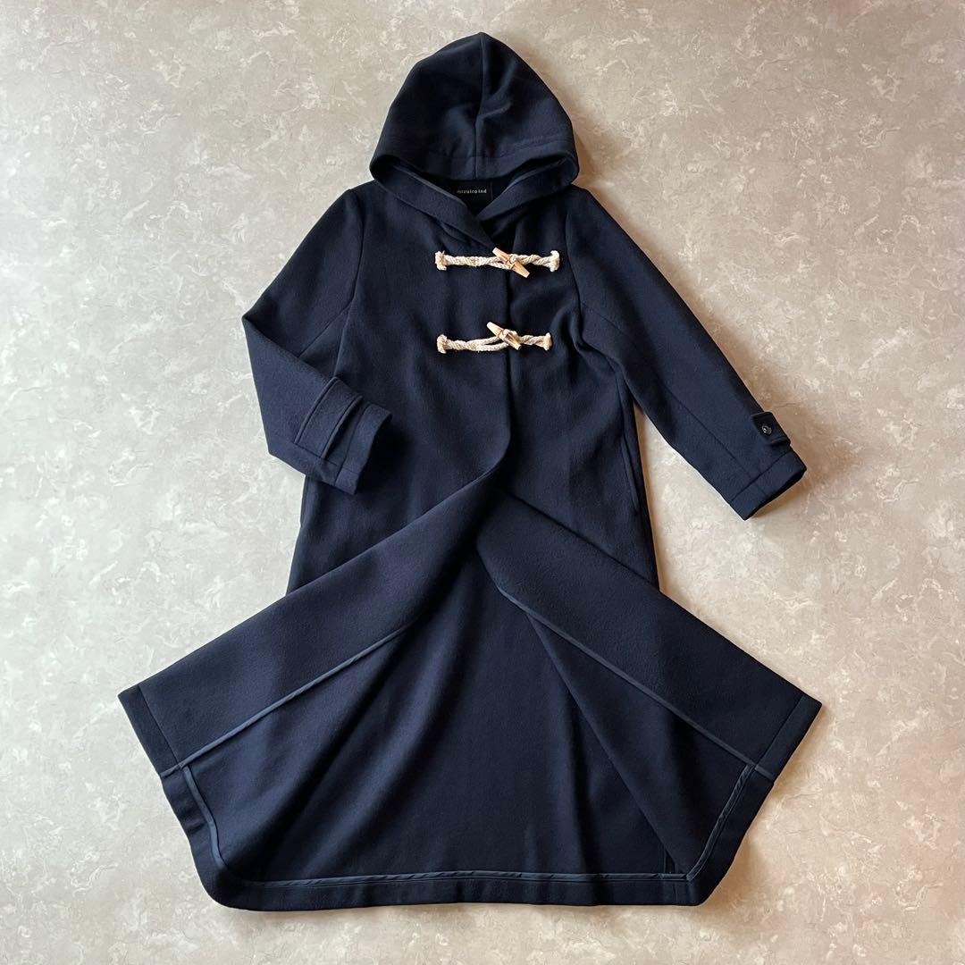 【美品】mizuiroind Aライン　ダッフルコート　ロング　ネイビー
