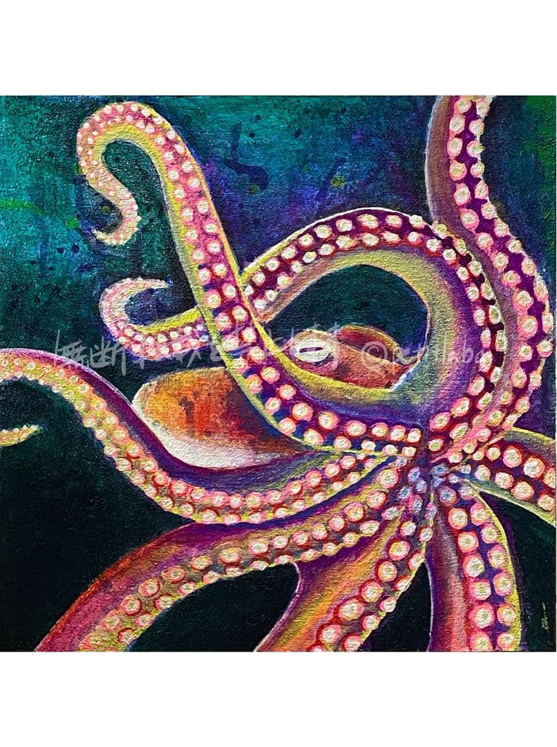 アクリル画　タコ タコさん #タコ#octopus#海#墨#吸盤#絵画#美術#芸術#art#artist
