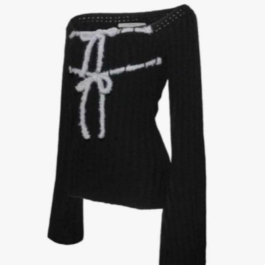 theredthread S rib knit tops ribbon ニット THEREDTHREAD / ザレッドスレッド】S rib knit tops ribbon