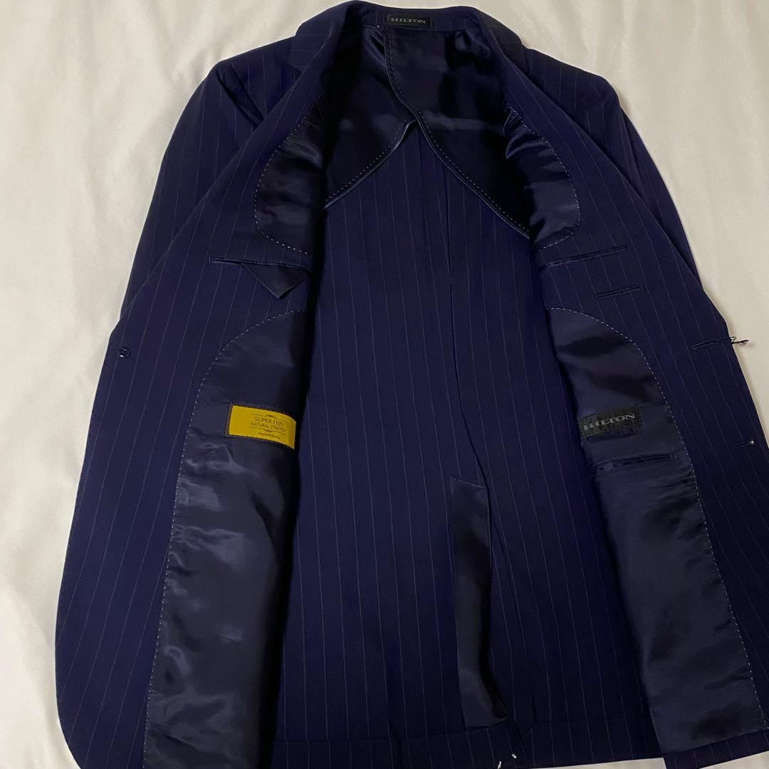 新品 ヒルトン ツーパンツ スーツ YA6 ネイビー ストライプ HILTON