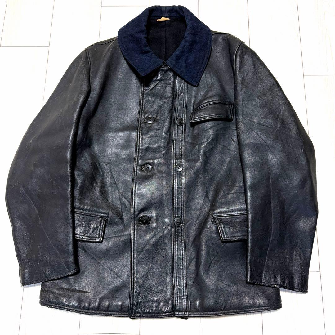 キ*ラ様 極上　50〜60s コルビジェジャケット レザー　フランス　ウール襟