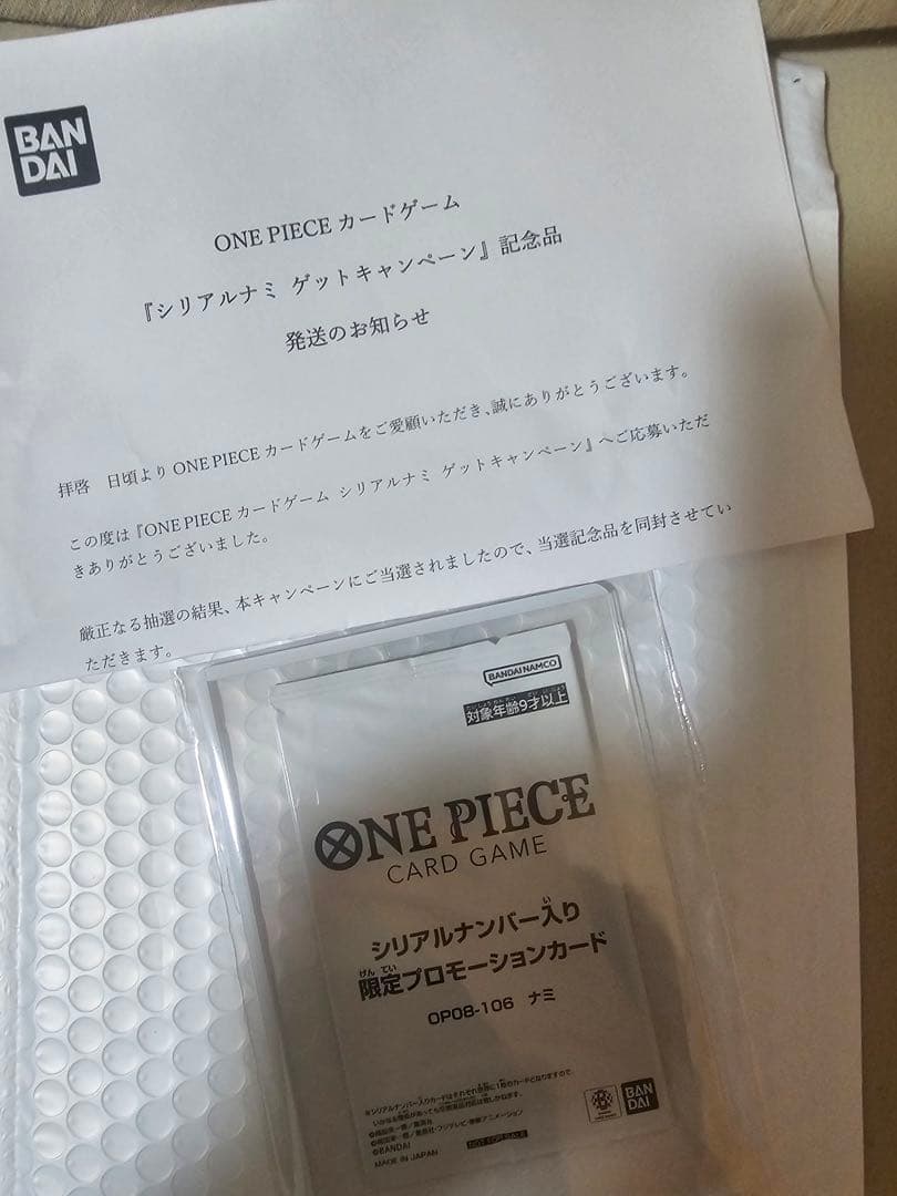 シリアル ナミ 未開封 限定プロモ 当選通知書付き