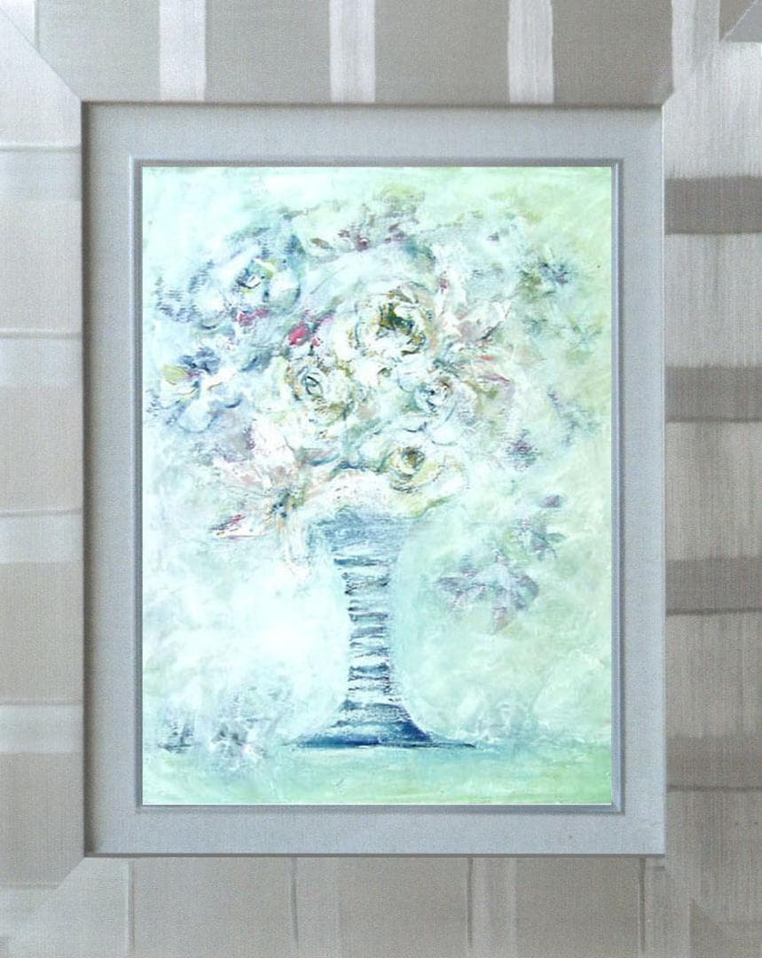 メルカリ 絵画　絵　額付き (銀）油絵　uF6-050403　花