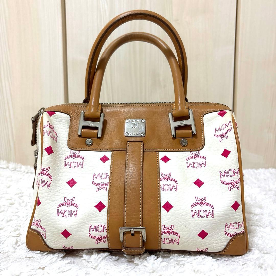 MCM ミニボストンバッグ ホワイト/ベージュ/ ピンク Mini Ella ボストンバッグ - ヴィセトス ピンク | MCM ®JP