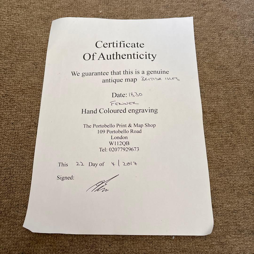 イギリスの地図 壁掛け【鑑定書付】