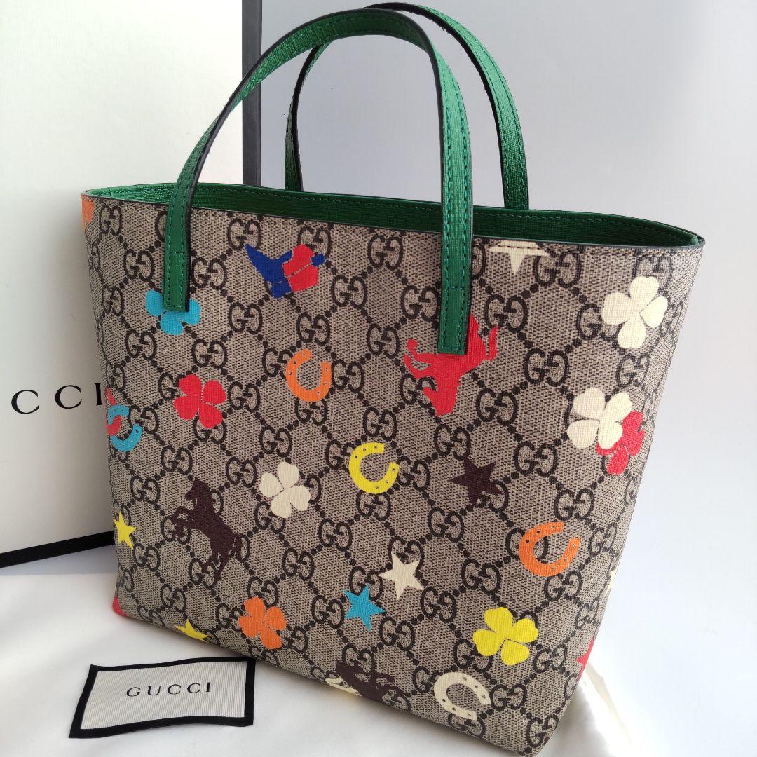 美品 グッチ チルドレンズ PVC トートバッグ 馬 スター GGスプリーム