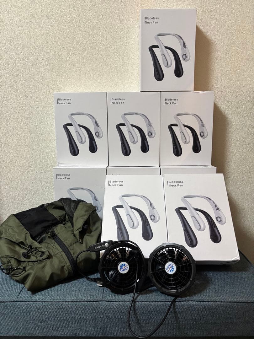 ワークマン　空調ベスト +ファン+ネックファン・クーラー 9個（黒）