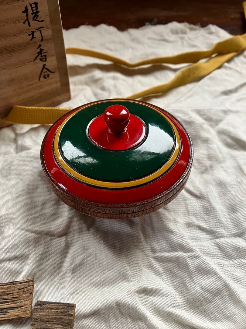 茶道具 提灯香合 塗師 中村宗哲 木製漆器 旧家蔵出し 時代物 木箱 共箱付き 菊之絵 溜縁高 六客 共箱 十一代中村宗哲造 千家十職の一家である塗師