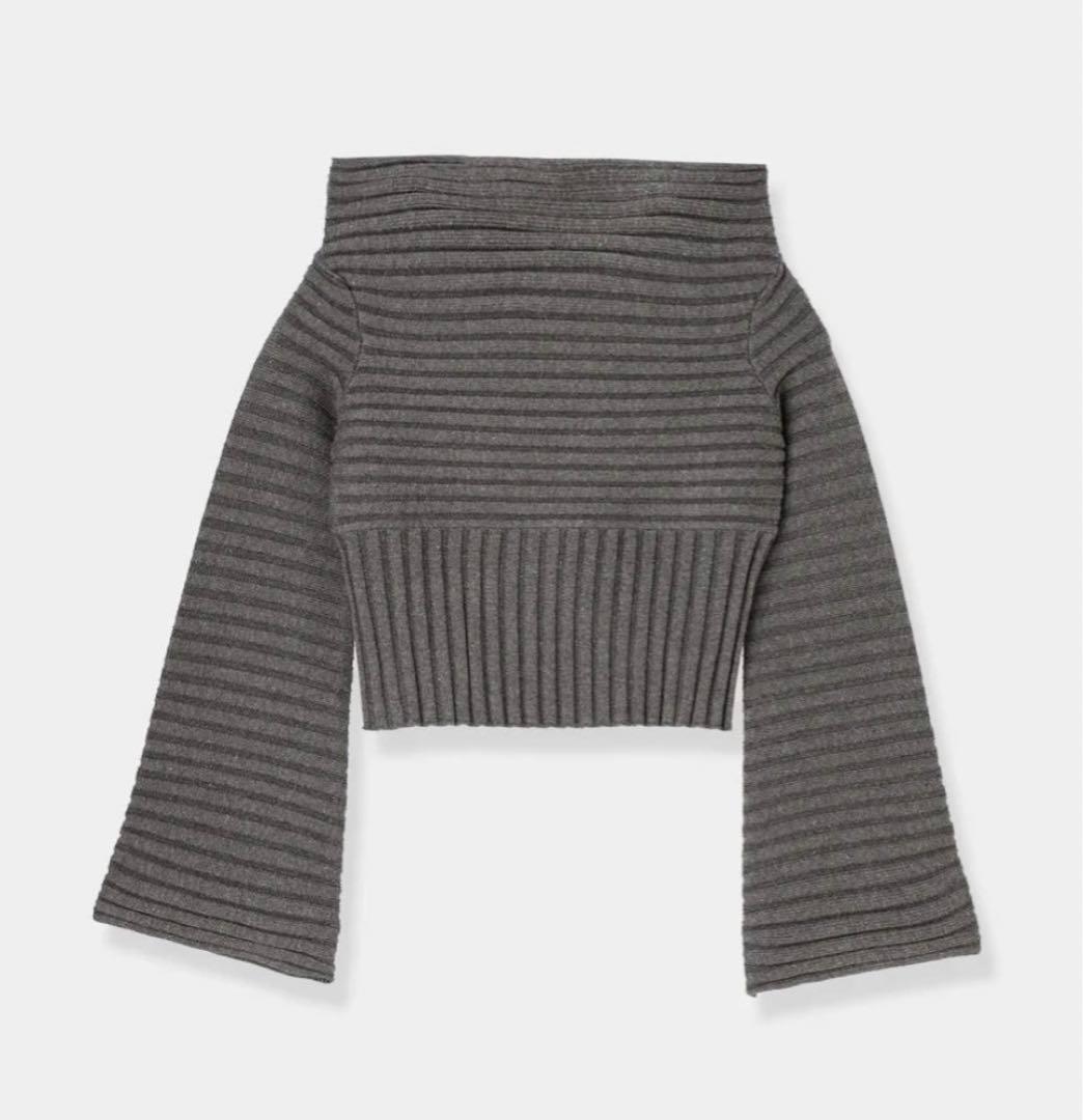 L'aube blanc Off Shoulder Panel Knit ニット