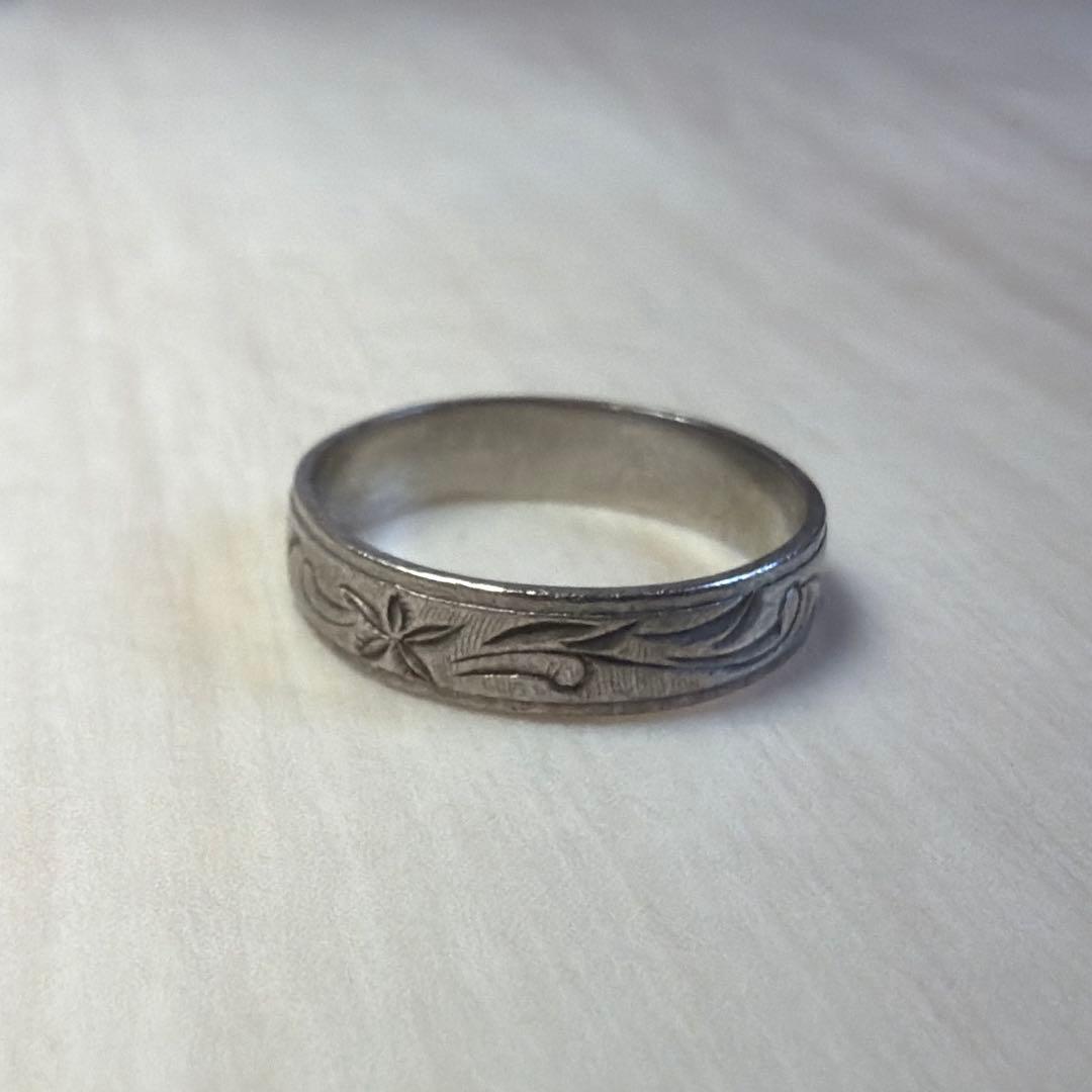 Pt850 和彫りリング