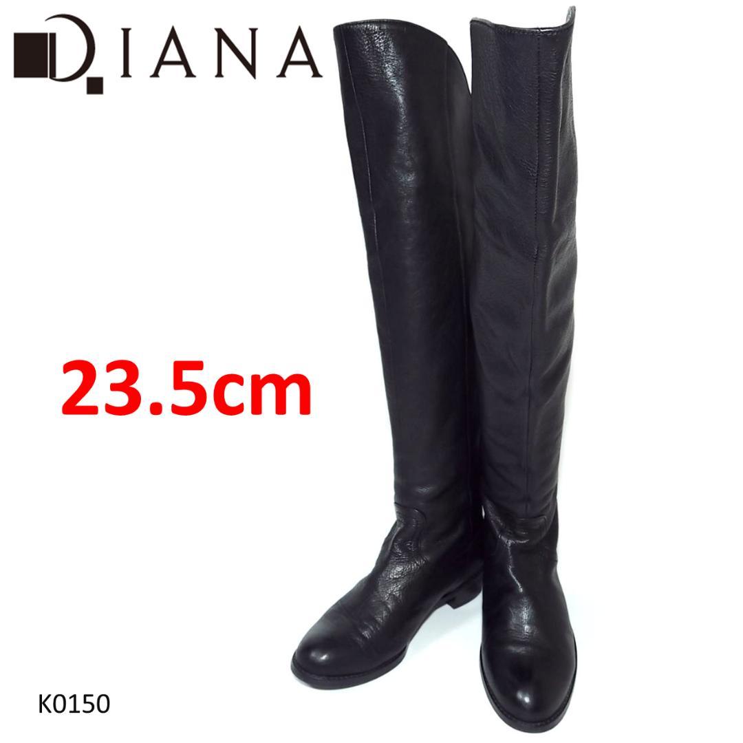 【らぶさん】ダイアナ　本革　ニーハイ　　ブーツ　シボ革　ブラック　日本製 ダイアナ DIANA ニーハイブーツ （黒ストレッチ） -ファッション通販