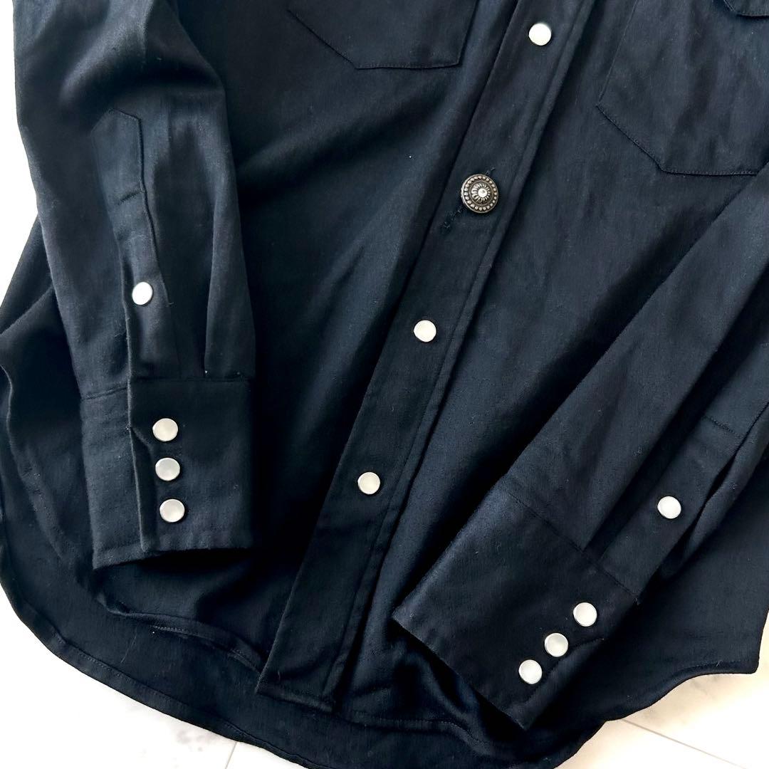 人気 マディソンブルー ウール ウエスタンシャツ ブラック 長袖シャツ