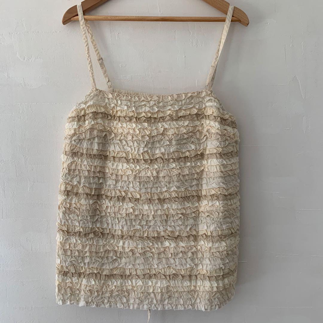 ピンクハウス　キャミソール　ピコフリル　ベージュ系　かわいい