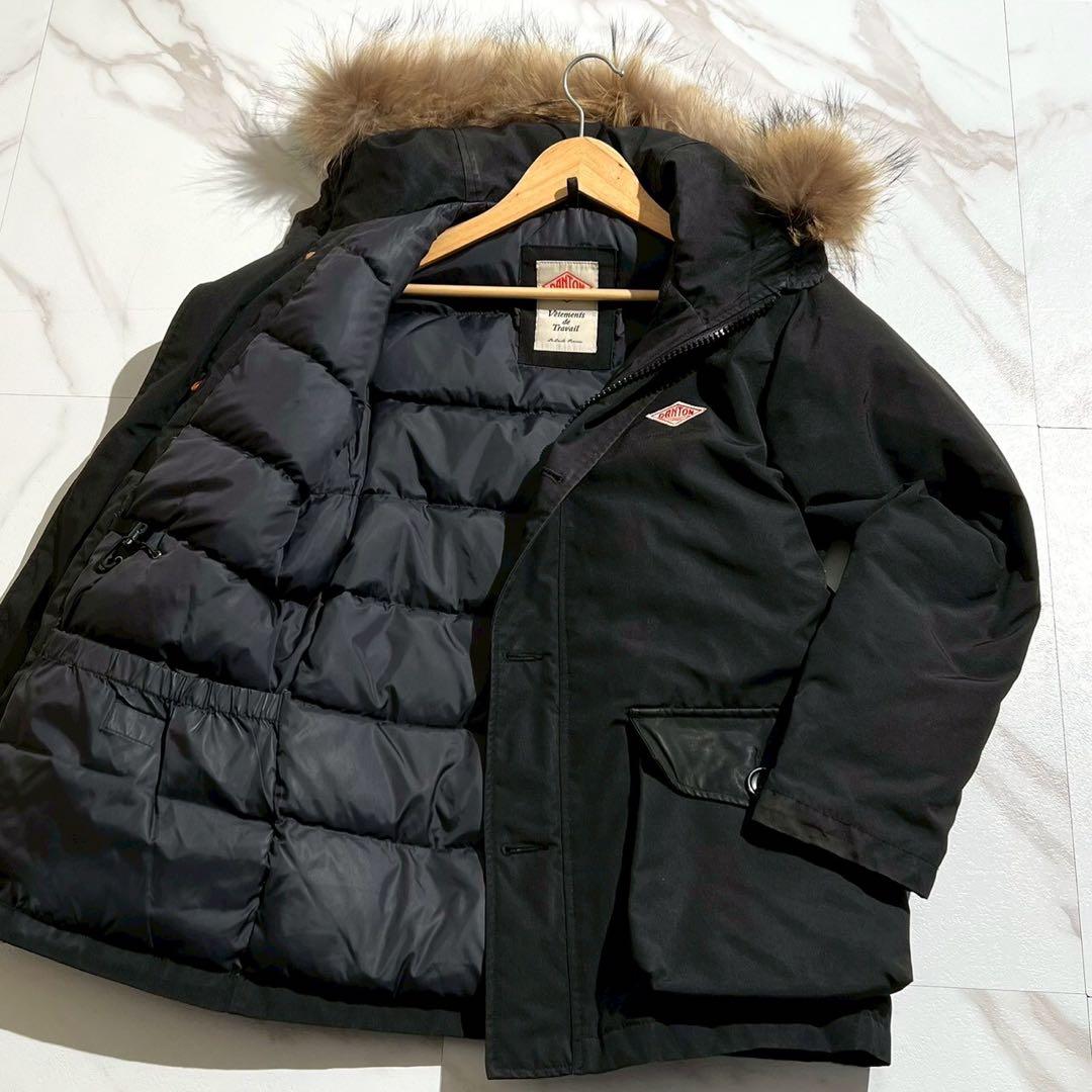 【良品✨】DANTON 2way ダウンジャケット ラクーンファー 黒 36