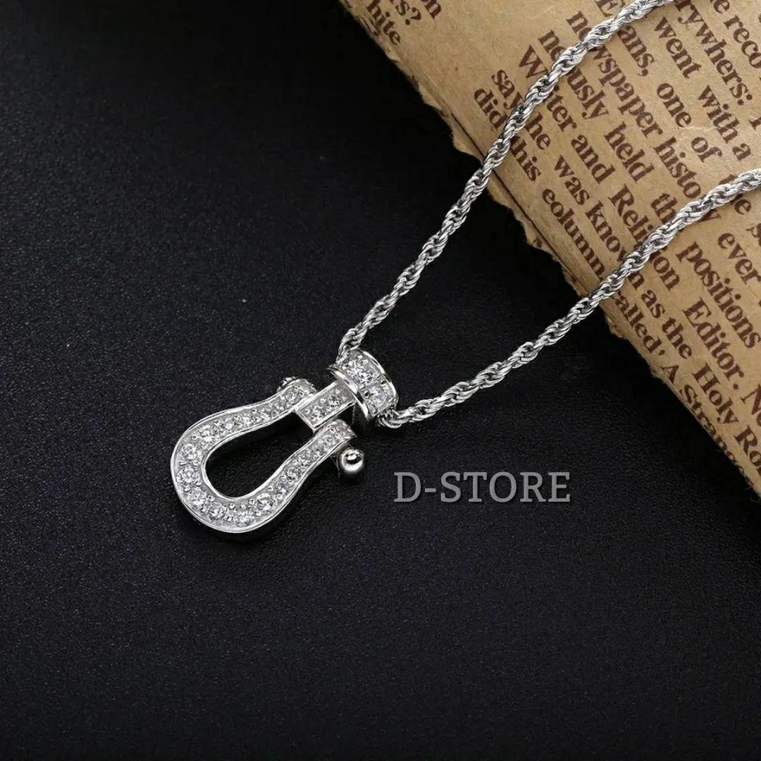 D-STORE ホースシューネックレス シルバー925 CZダイヤモンド 馬蹄型 D-STORE ホースシューネックレス シルバー925 CZダイヤモンド 馬蹄型