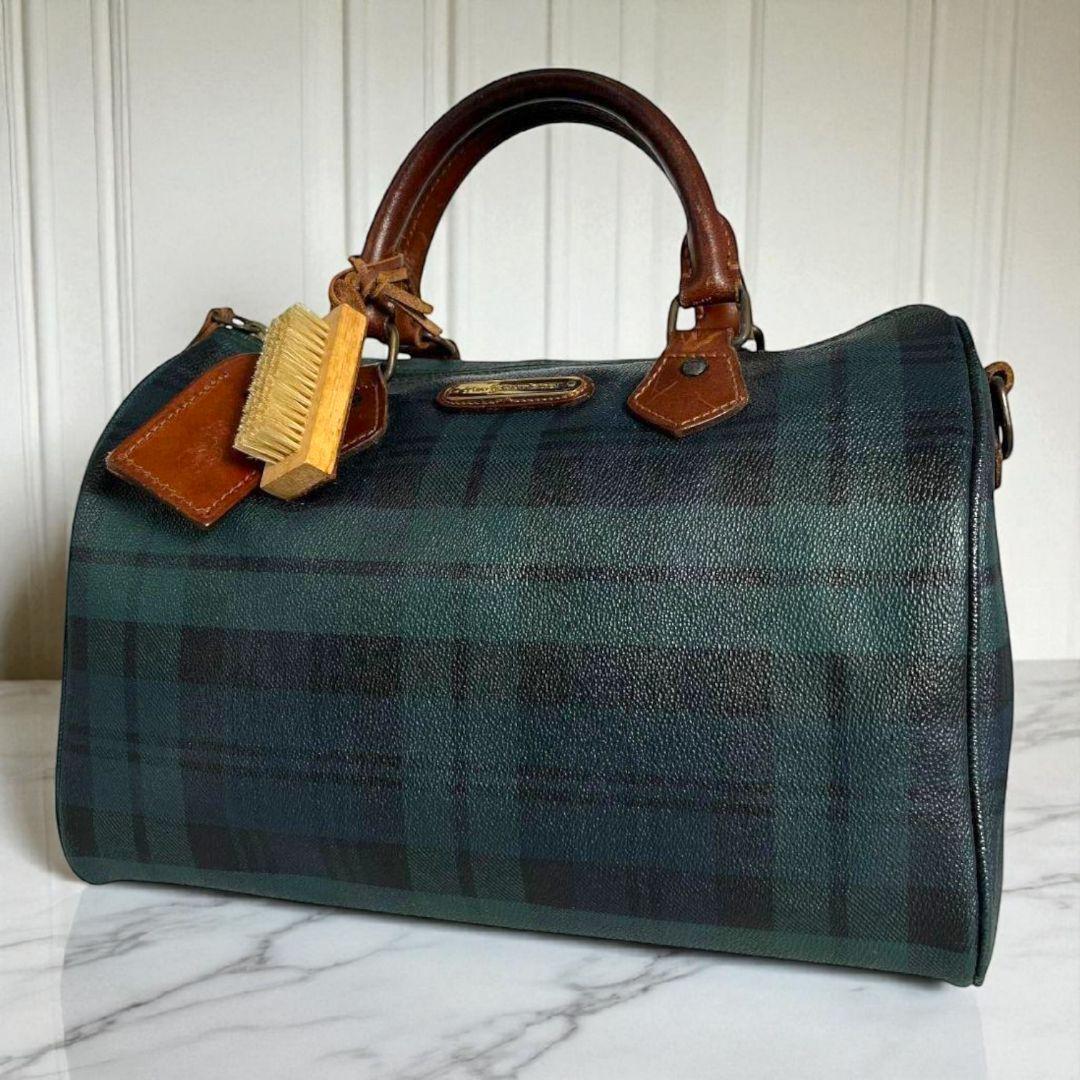 美品　POLO　ポロラルフローレン　ボストンバッグ　チェック レザー 7